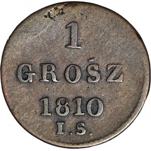 R-, Księstwo Warszawskie, 1 Grosz 1810 IS, najrzadsza odmiana - GROŚZ - Ś z kreską