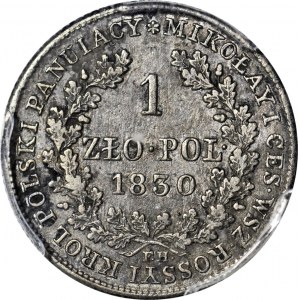 Królestwo Polskie, Aleksander I, 1 złoty 1830 KG, widoczny baczek
