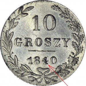 RRR-, Królestwo Polskie, 10 groszy 1840/1810, PRZEBITKA DATY, R8?