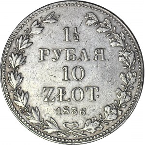 Zabór Rosyjski, 10 złotych = 1 1/2 rubla 1836 MW, duża data