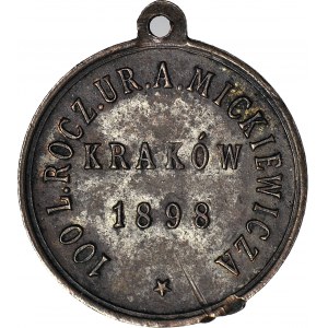 RR- Medalik patriotyczny Adam Mickiewicz 1898, Kraków, 100-lecie urodzin, nienotowany