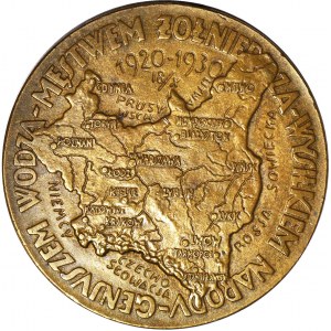 II RP, Medal Dziesiąta rocznica odparcia najazdu Rosji Sowieckiej 1930, Warszawa, J. Aumiller, duży 55mm