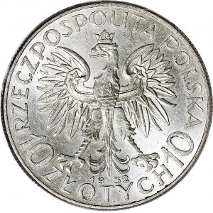 10 złotych 1932 zm. (Warszawa), Głowa, mennicza