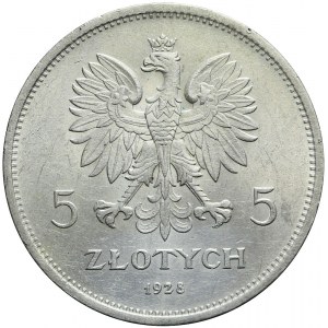 5 złotych 1928 Nike, ze znakiem, Warszawa