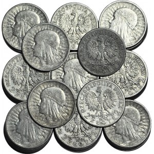 Zestaw 84 monet srebrnych 2 złote głowa kobiety 1932-1934