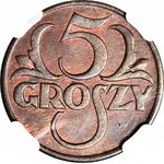 5 groszy 1928, mennicze, kolor BN