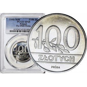 100 złotych 1990, Nominał z gałązką, PRÓBA NIKIEL