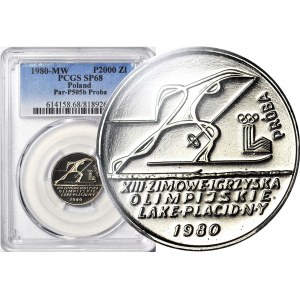 2000 złotych 1980, PRÓBA nikiel, Igrzyska Lake Placid - Biegacz