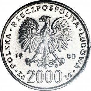2000 złotych 1980, PRÓBA nikiel, Igrzyska Lake Placid - Biegacz