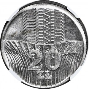 RR-, 20 złotych 1973, mennicze, niecentryczne bicie, DESTRUKT