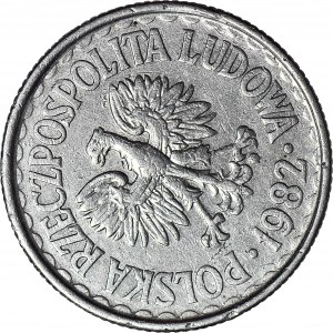 R-, 1 złoty 1982, SKRĘTKA 280 stopni, rzadkie