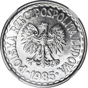1 złoty 1985, mennicze, zdwojenie rysunku stempla - DOUBLE DIE