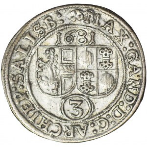 Austria, Salzburg, Maksymilian Gandolf graf Kuenburg, 3 krajcary 1681