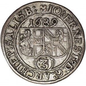 Austria, Salzburg, Jan Ernest von Thun i Hohenstein, 3 krajcary 1689