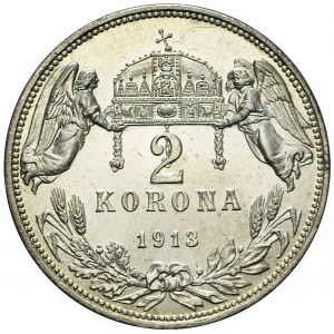 Austria, Franciszek Józef, 2 korony 1913, Krzemnica, jak lustrzanka