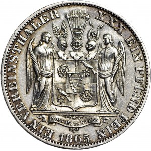 Niemcy, Schaumburg-Lippe, Adolf I Jerzy, Talar 1865 B, Hanower, RZADKI (nakład 7.000szt.)