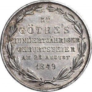 Niemcy, Frankfurt, Podwójny Gulden, 1849 Frankfurt, 100 rocznica urodzin Goethego