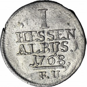 Niemcy, Hessen-Kassel, 1 albus 1768, duża data i F.U.