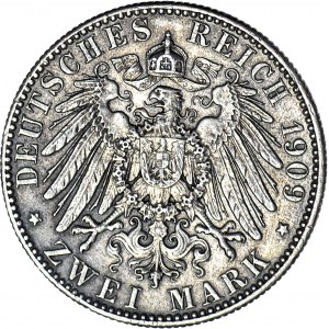 Niemcy, Cesarstwo Niemieckie - Saksonia, 2 marki 1909, Muldenhütten, 500-lecie uniwersytetu w Lipsku