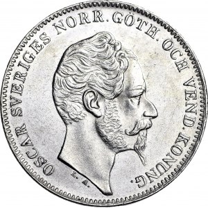 Szwecja, Oskar I, 1 Riksdaler 1856 ST, rzadki i piękny
