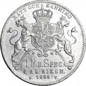 Szwecja, Oskar I, 1 Riksdaler 1856 ST, rzadki i piękny