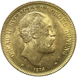 Szwecja, 20 koron 1874, Oskar II, mennicze