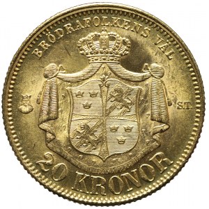 Szwecja, 20 koron 1874, Oskar II, mennicze