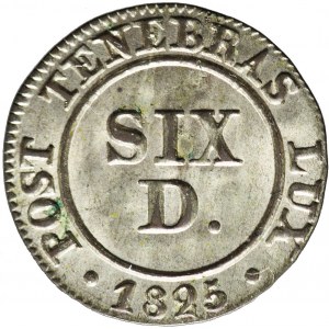 Szwajcaria, Genewa, 6 denarów 1825, przepiękne