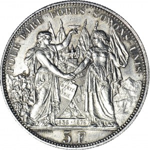 Szwajcaria, 5 franków 1876, Berno, Festiwal Strzelecki w Lozannie