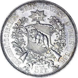 Szwajcaria, 5 franków (talar strzelecki) 1885, Berno