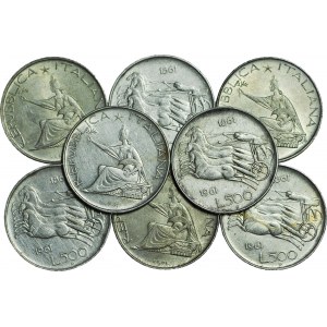 Włochy, Zestaw 67 monet srebrnych 500 lirów 1961, 100 lat Zjednoczenia