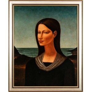 Roman Zakrzewski (1955 - 2014), Portrét ženy na pozadí mora, 1995