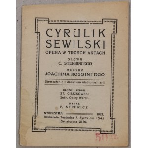 Cyrulik sewilski, Rossini. Opera w trzech aktach, 1923 /Libretto/