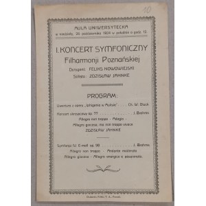 /Program/ Filharmonia Poznańska - I. Koncert symfoniczny, 1924