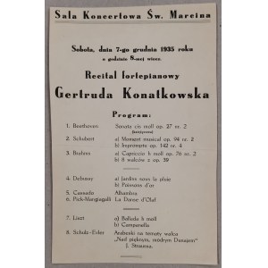 /Program/ St. Martin's Concert Hall - Piano recital by Gertrude Konatkowska, 1935.