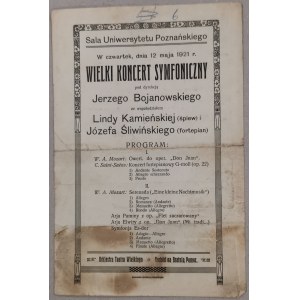 /Program/ Sala Uniwersytetu Poznańskiego - Wielki koncert symfoniczny, 1923
