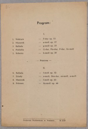 /program/ Grand Theatre in Poznań. Z. Lisicki - Chopin concert for the reconstruction of Poznan, 1945.