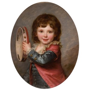 MN 18th century. - French School, Portrait of a boy with a tambourine, 1787.