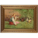 Adam Setkowicz (1875 Krakow - 1945 there), Girl with hens