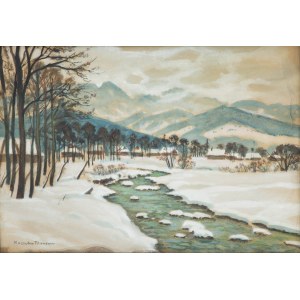 Mieczysław Filipkiewicz (1891 Krakau -1951), Bergbach mit Giewont im Hintergrund