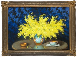 Marian Szczerbiński (1900-1981), Mimozy w kolorowym wazonie