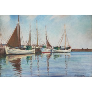 Stanislaw Zurawski (1889 Krosno - 1976 Krakow), Boats in the harbor