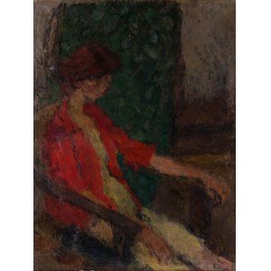 Eugeniusz Eibisch (1896 Lublin - 1987 Warsaw), Girl in a red kaftanik