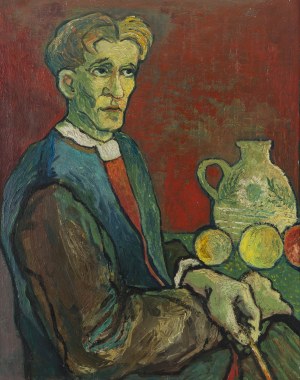 Benon Liberski (1926 Łódź - 1983 tamże), Autoportret z owocami, 1954 r.
