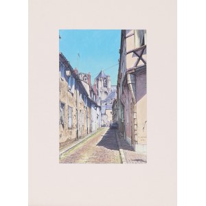 Andrzej Sadowski, Bourges - a street overlooking the St-Etienne Cathedral, 2015