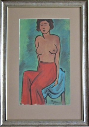 Tymon Niesiołowski(1882,Lwów-1965,Toruń),Dziewczyna w czerwonych spodniach