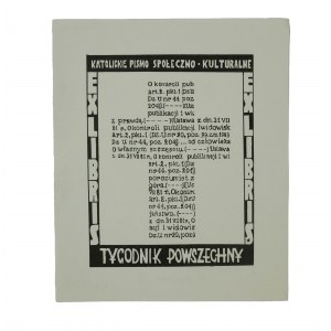 Exlibris TYGODNIK POWSZECHNY, autor Klemens Raczak, offset , [KUB].