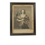 [XVII wiek] Grafika przedstawiająca: hrabina Elisabeth Castlehaven według Anhtony van Dyck [1599-1641], wykonał Pierre Lombardi [1613-1682] czas powstania ok. 1660 roku