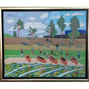 Czeslaw Tumielewicz, Landscape with canoes, 2023,