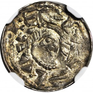 RR-, Bolesław II Śmiały 1058-1079, Denar, błąd BOLALZLAV, koń - CIENKIE NOGI W BUTACH